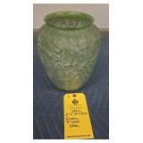 ART DECO GREEN FLORAL VASE - 10"