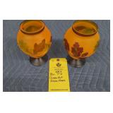(2) CAMEO ART GLASS VASES - 8"