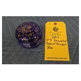 DECORATED COBALT TRINKET BOX - 4"