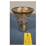 HAND BLOWN ART GLASS MULTICOLOR VASE - 11"