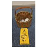 SMALL SPLINT BASKET WITH 6 GLASS EGGS