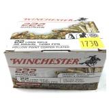 Box of .22 LR. HP Winchester cartridges, 222 Rds.