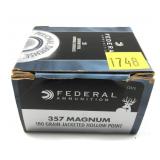 Box of .357 mag 180-grain jacketed HP Federal