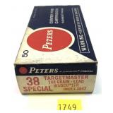 Vintage box of .38 Spl. 148-grain wadcutter Peters