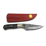 Custom Damascus steel blade knife with embossed
