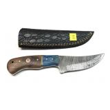 Custom Damascus steel blade knife with embossed