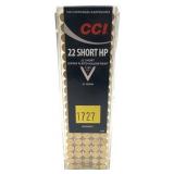 Box of .22 Short HP CCI cartrdges, 100 Rds.