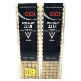 x2- Boxes of .22 LR. CCI Mini-Mag cartridges - x2