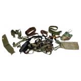 Lot, leather cartridge belt, 2 leather slings
