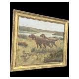 Framed O/C Hunting Dog Scene signed and dated