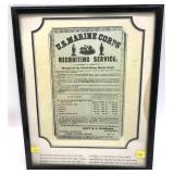 Framed U.S Marine Corps Recruiting Service