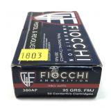 Box of .380 Auto 95-grain FMJ Fiocchi cartridges,