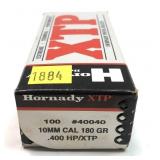 Box of 10mm cal 180-grain .400 HP/XTP Hornady