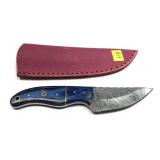 Custom Damascus steel blade knife with embossed