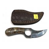 Custom Damascus steel blade knife with embossed