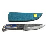 Custom Damascus steel blade knife with embossed
