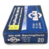 Box of .30-06 Springfield 165-grain PSP BT PPU