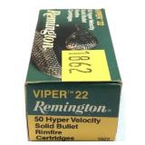 Box of .22 LR. Viper 22 Remington cartridges,