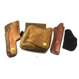 Lot, shell bag and 3 assorted holsters