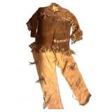 Lot: Suede Jacket, Pants and Beaded band, as is