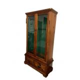 Pine 7-gun 2-door gun cabinet with 2 drawer base,