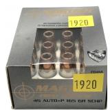 Box of .45 Auto +P 165-grain SCHP Magtech
