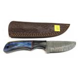 Custom Damascus steel blade knife with embossed