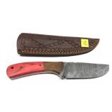 Custom Damascus steel blade knife with embossed