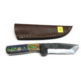 Custom Damascus steel blade knife with embossed