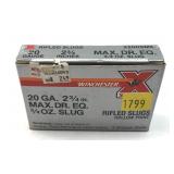 Box of 20 Ga. 2.75" Winchester rifled HP slugs,