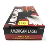Box of .40 S & W 165-grain FMJ American Eagle