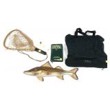 Lot: Assorted Fishing Items includes Orvis bag,