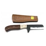 Custom Damascus steel blade knife with embossed