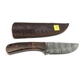 Custom Damascus steel blade knife with embossed