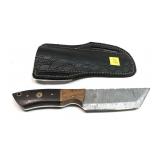 Custom Damascus steel blade knife with embossed