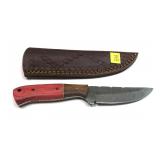Custom Damascus steel blade knife with embossed