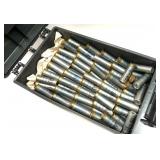 Large plastic ammo can with 12 Ga. No. 8 shells