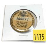 1924 NYS Resident Hunting and Trapping License