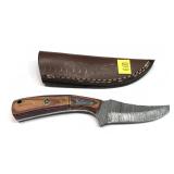 Custom Damascus steel blade knife with embossed