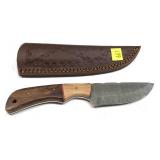 Custom Damascus steel blade knife with embossed