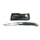Damascus Folding Blade with leather sheath