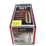 Box of 6mm (.243") 95-grain SST Hornady bullets,