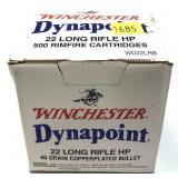 Box of .22 LR. Winchester HP cartridges, 500 Rds.