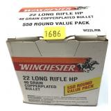 Box of .22 LR. Winchester HP cartridges, 550 Rds.