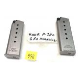 Lot, 2 Kahr P380 .380 ACP. 6 Rd. magazines