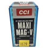 Box of .22 Mag. HP CCI Maxi-Mag +V cartridges,