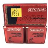 x3- Boxes of Federal .22 Mag. jacketed HP