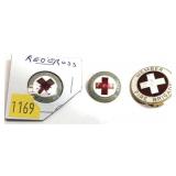 Lot: 3- Pins includes 2 Red Cross and 1 Fire