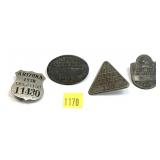 Lot: 4- Vintage Chauffeur License Pins