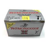 Box of 12 Ga. 2.75" Winchester rifled HP slugs,